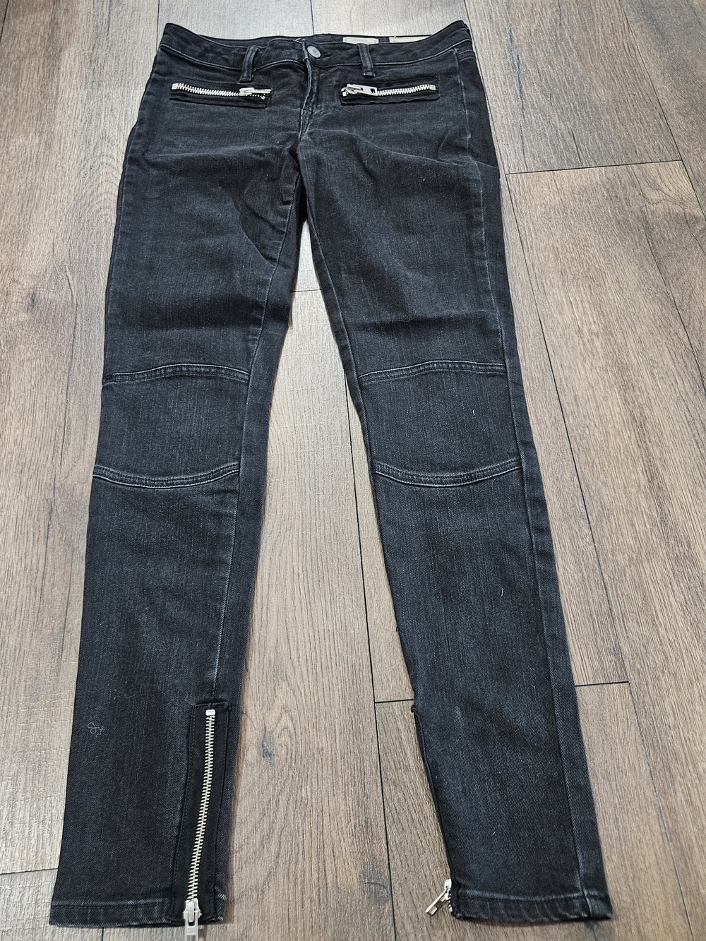 Black All Saints Low Rise Cropped Biker Skinny Jeans Size W27